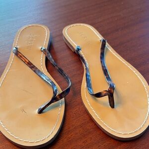 J. Crew Tortoiseshell Strap Sandals with Tan Footbed